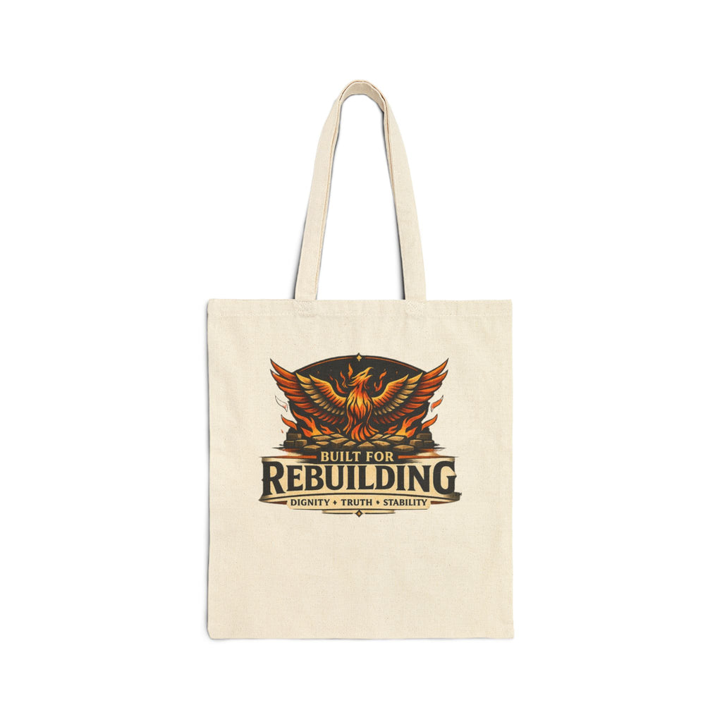 Built for Rebuilding Phoenix Tote Bag — Inspirational Phoenix Rebirth Canvas Tote