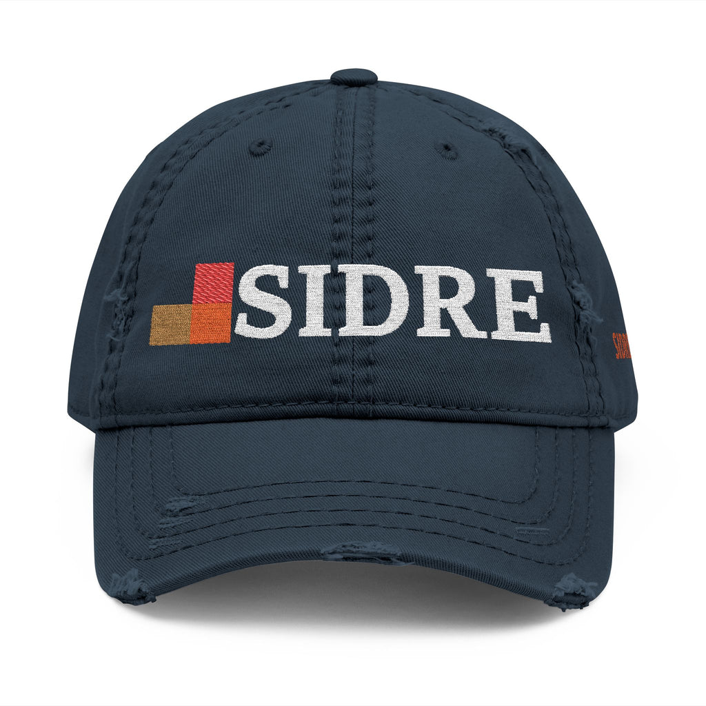 Distressed Embroidered Dad Hat — SIDRE Logo Casual Cap